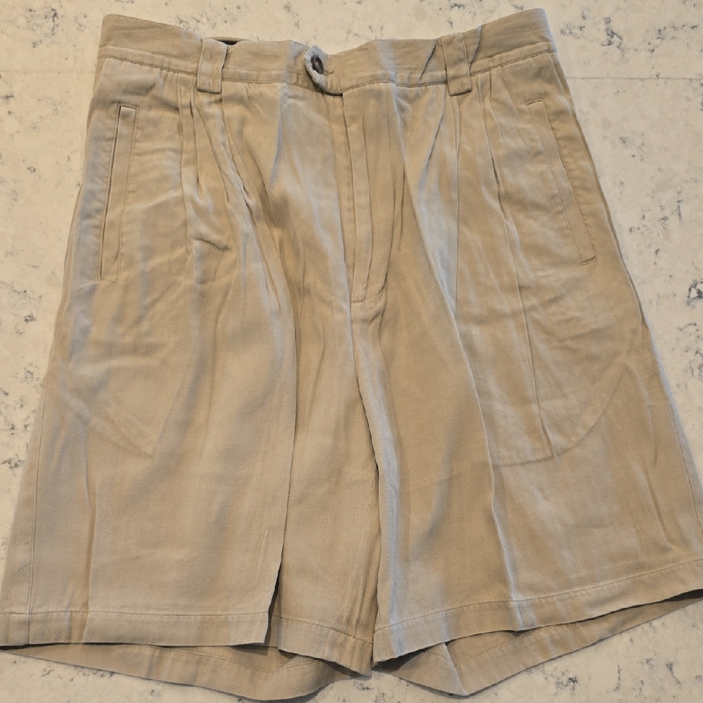 Men's Byron Nelson Silk/Cotton Blend Khaki dress Shorts Sz 34